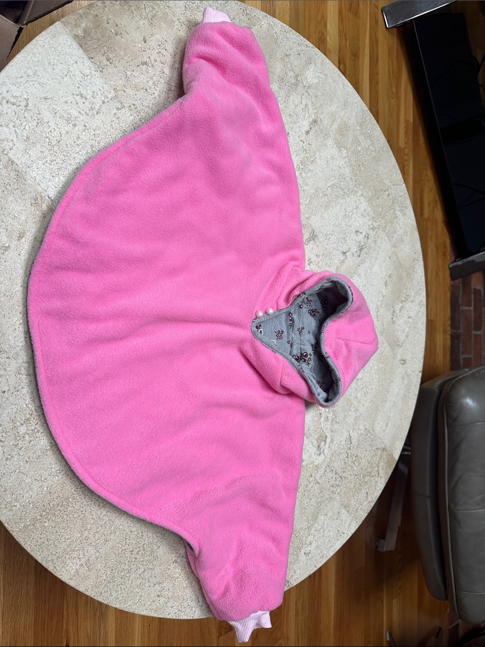 Pink Fleece Hooded Cape Poncho